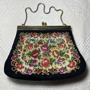 Vintage Tapestry Petit Point Embroidery Handbag